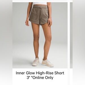 Lululemon Inner Glow HR short 3” size 6 Nomad